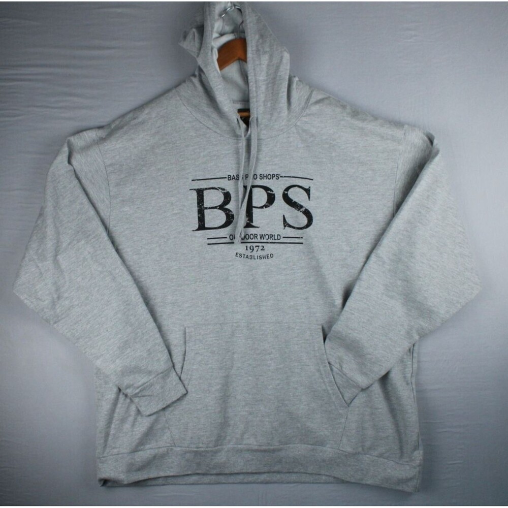 Bass Pro Shops Men’s 2XL Gray Hoodie Pullover Print BPS 2015 Brand New With Tags